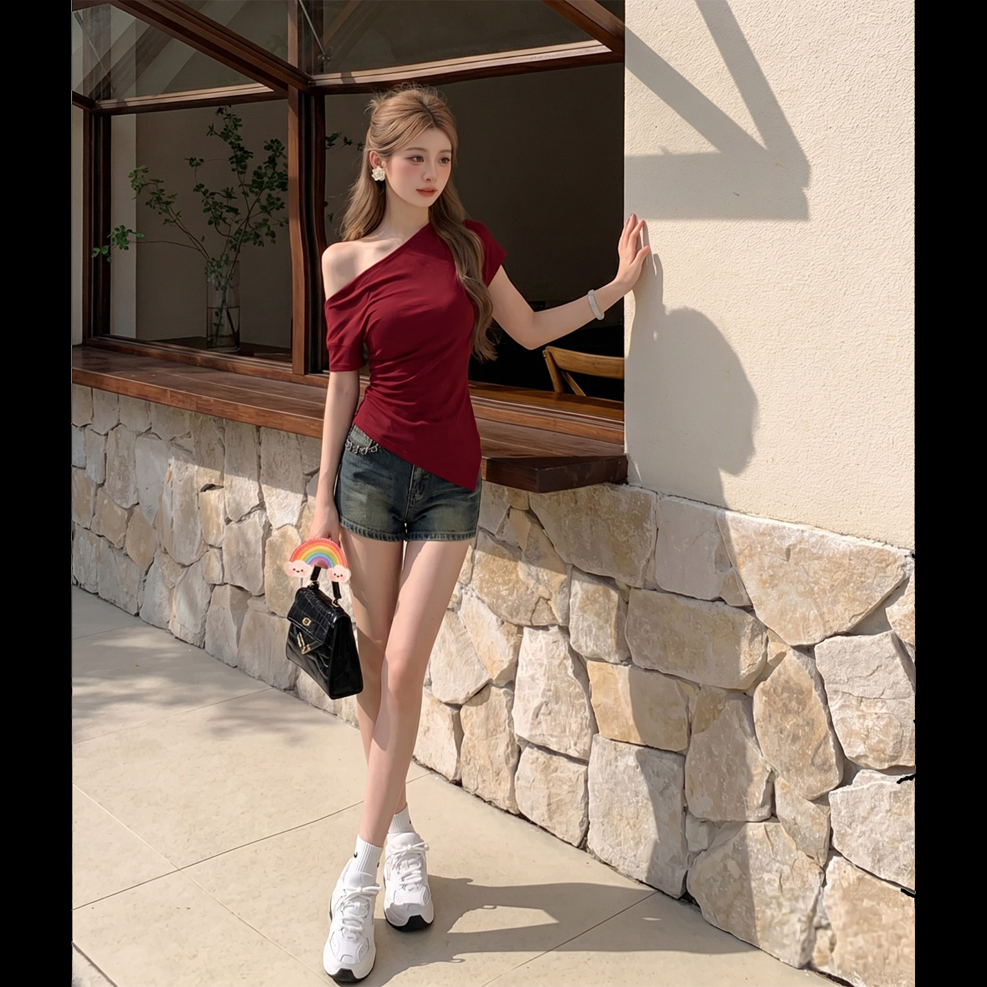 拉夏贝尔复古牛仔短裤女夏季辣妹百搭薄款显瘦超短裤紧身包臀热裤