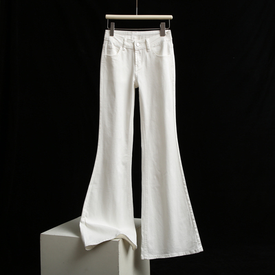 白色微喇牛仔裤小个子喇叭马蹄裤