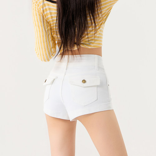 拉夏贝尔白色牛仔短裤女夏季2026