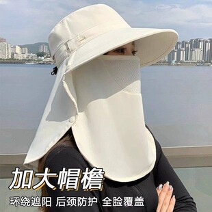 养蜂人防曬帽女夏户外面罩帽子一体护颈遮阳帽骑车抗UV遮阳帽