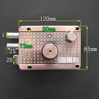保民9219A6型 十字钥匙外装门防盗门锁 老式木门房门锁 铁门边锁