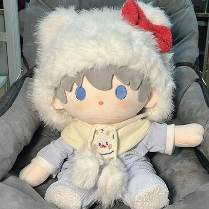 棉花娃娃40cm娃衣可爱冬季毛绒玩偶40厘米衣服新年坐姿爬服口水巾