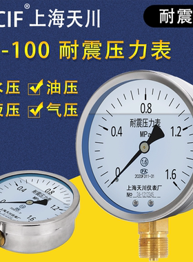 上海天川YN-100径向耐震压力表气压表水压表负压表抗震真空压力表