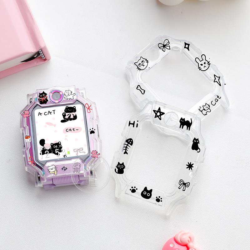 黑粉小猫保护壳适用小天才电话Z10手表Z9Z8少年版Z7透明壳z6Q1CD3
