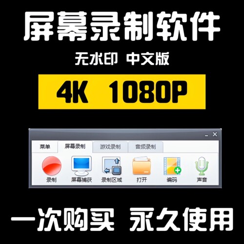 电脑录屏软件游戏视频录像工具1080P无水印MP4格式桌面屏幕录制