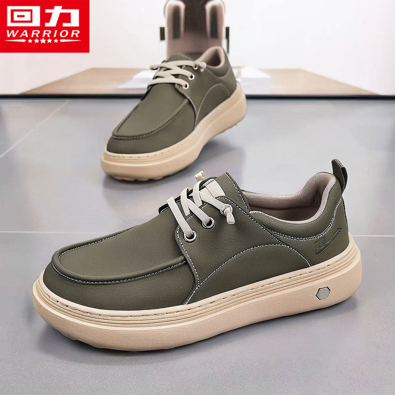 回力男鞋春季运动防滑防水工作驾车鞋豆豆皮鞋一脚蹬软底休闲板鞋,流行男鞋,休闲皮鞋,淘宝优惠券,粉丝福利购,淘宝优惠卷