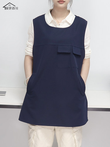 高端年轻风格无袖罩衫围裙，定制印花护士专用背心式工作防水工作