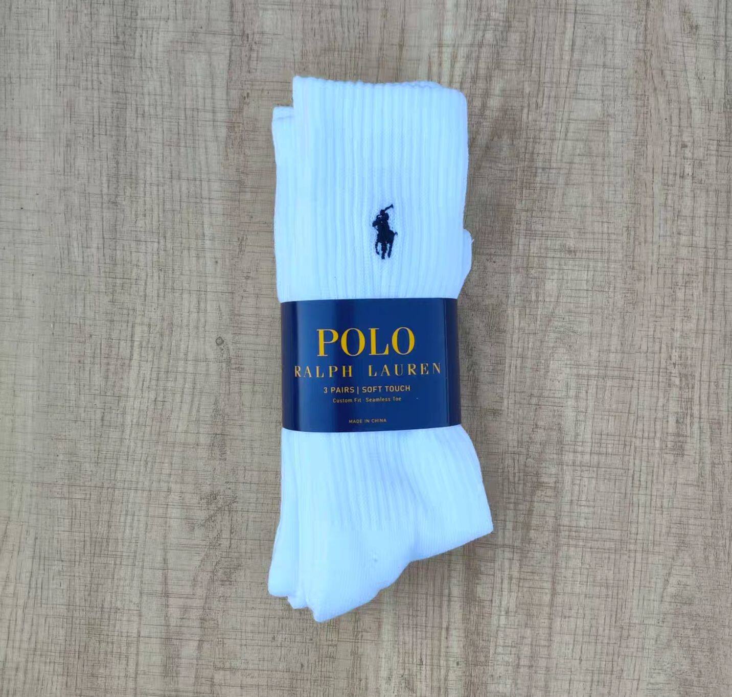 thumbnail for American version embroidered PL socks Lauren towel bottom socks mid-length high-top business men's socks casual sweat absorption and breathability