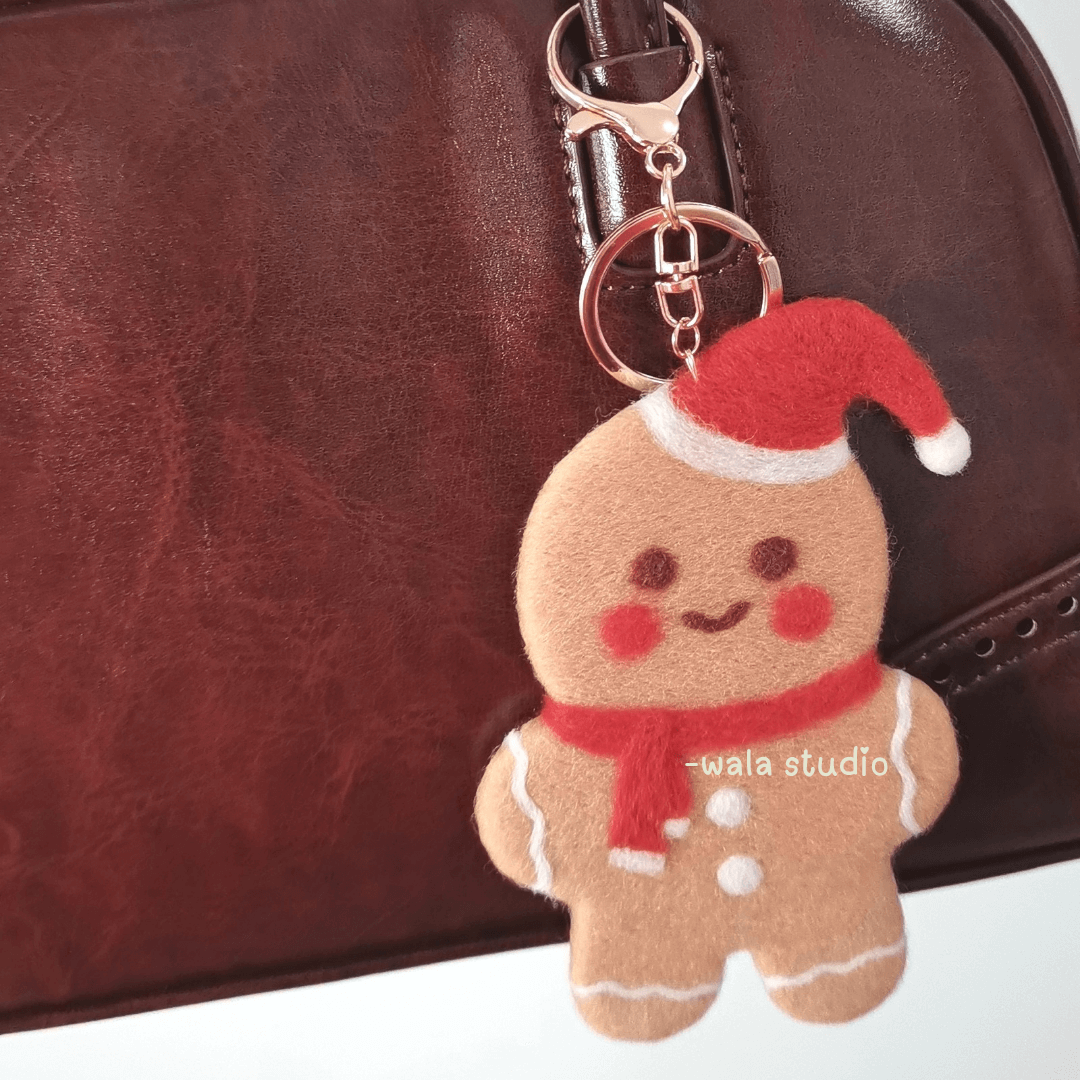wala原创纯手工羊毛毡姜饼人包挂