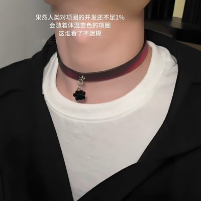 朋克风牵引绳温变项圈猫爪体温变