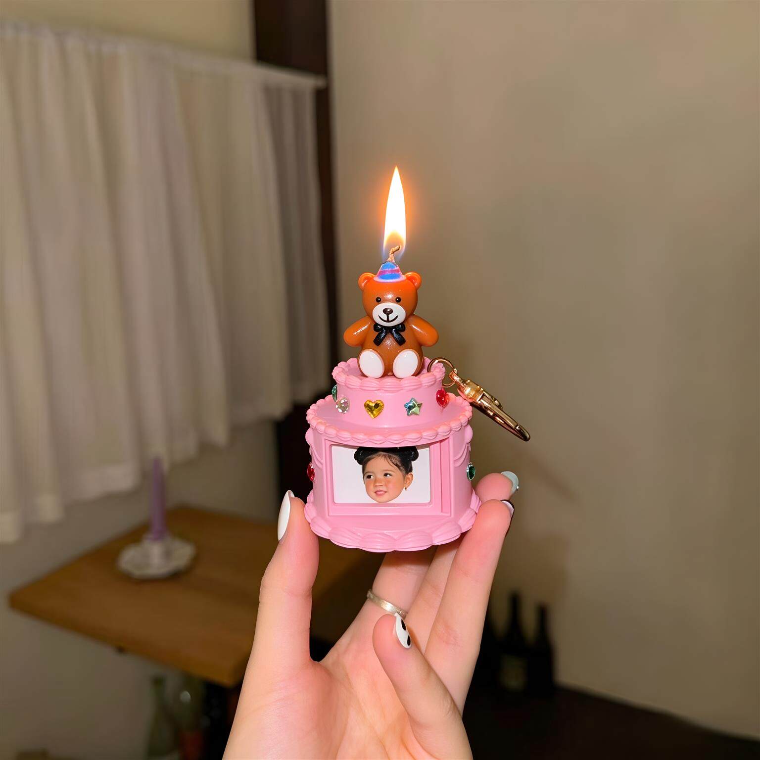 【可更换照片】宝石蛋糕相框挂件钥匙扣少女心创意送朋友生日礼物