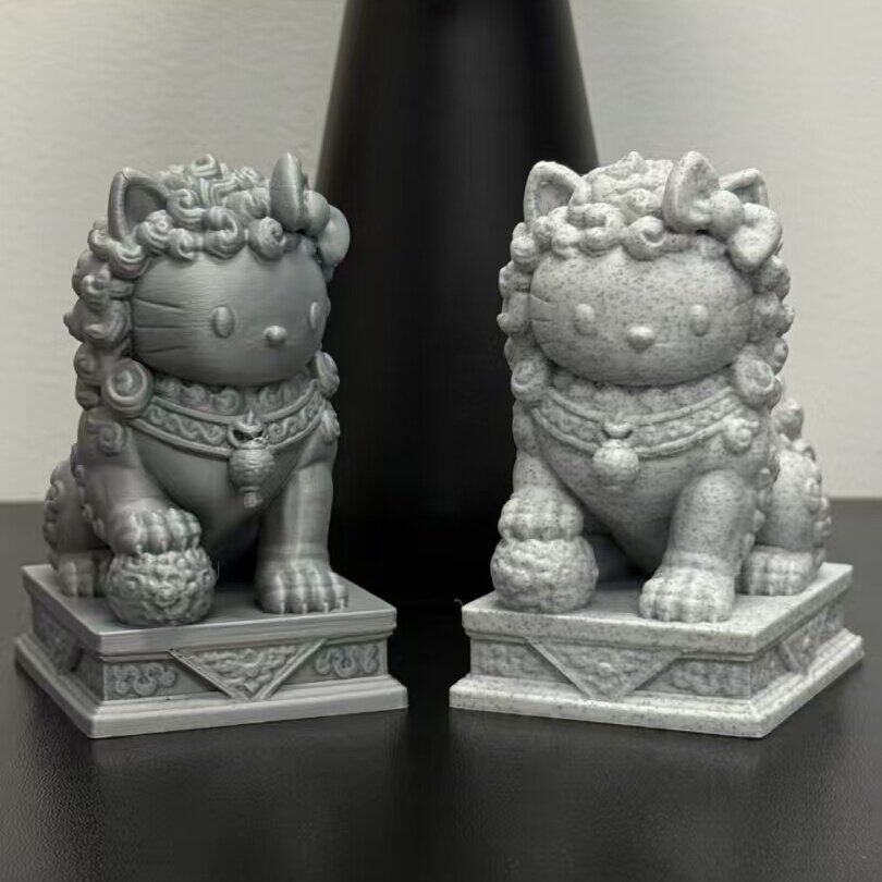 可爱猫咪石狮子3D打印创意萌趣造型摆件2027羊年桌面装饰卡通摆饰