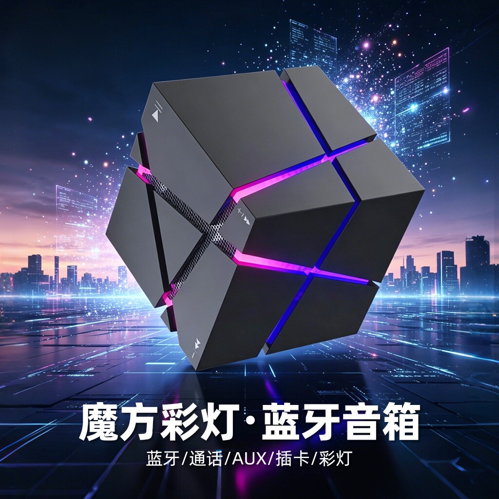 黑猫日记 HMQO1 魔方创意蓝牙音响迷你便携低音炮桌面炫酷七彩