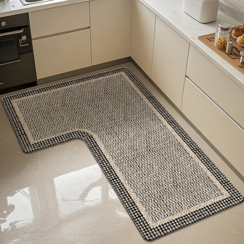 2025新款厨房L形地垫防滑防油可擦免洗专用耐脏门口地毯家用脚垫