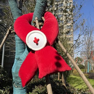 新年红色蝴蝶结大树围巾手工成品diy商场美陈拍照户外装饰打卡