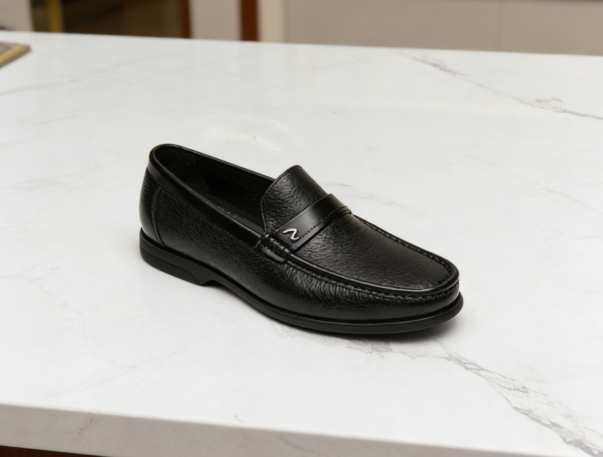 沙驰男鞋新款商务真皮舒适百搭乐福鞋男士一脚蹬软底休闲透气皮鞋