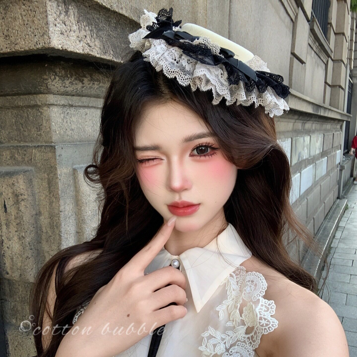 复古蕾丝蝴蝶结甜美百搭顶夹