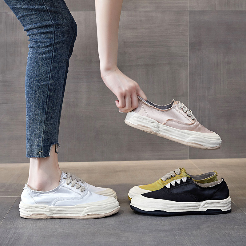 NUAU HOUSE  POPULAR RECOMMENDATION SATIN BOARD SHOES WOMENS THIN BREATHABLE 2024 NEW SPORTS SHALLOW LITTLE WHITE SHOES INS