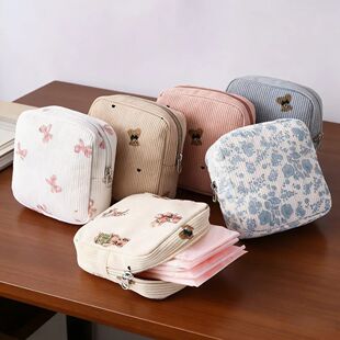 Multi Functional Corduroy Small Square Bag, Sanitary Cotton,