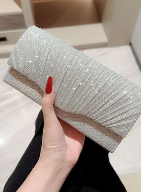 Ladies Glitter Silver Clutch Bag Envelope Evening Bag Fashio