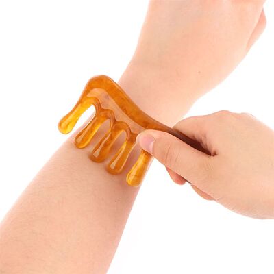 1 Pc Natural resin Horn Pocket Comb Wide Toothed Comb SPA Gu