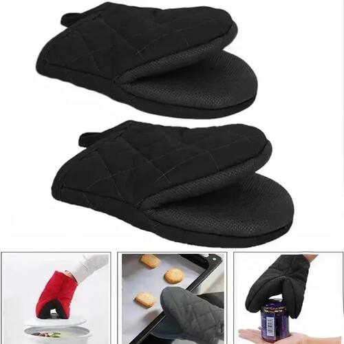 Short Oven Mitts Silicone Kitchen Oven Gloves High Heat Resi