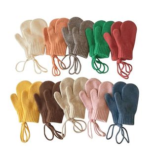 Wool Baby Winter Gloves Candy Color Halter Kids Mittens for