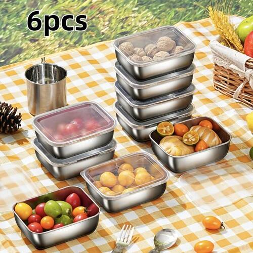 6Pcs Stainless Steel Food Containers, Kitchen Tools & Access