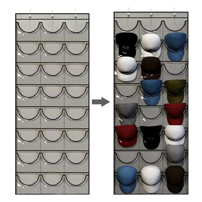 Hat Storage Holder Organizer 24 Clear Pockets Protect Hat Ra