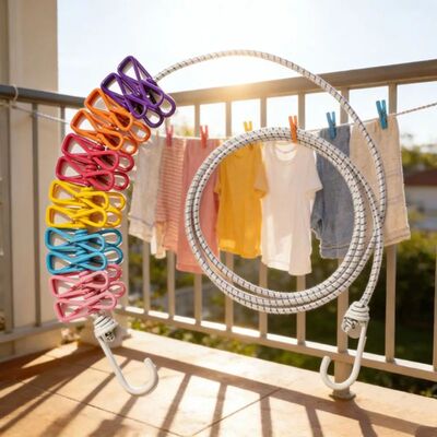1.8m Retractable Clothesline Portable Clothesline with Clips