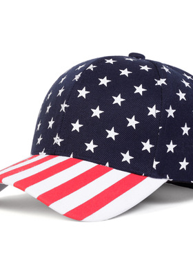 America Flag Baseball Cap 男女美国星条旗印花棒球帽鸭舌帽
