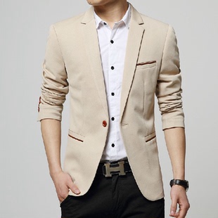 Blazer Fashion Suit Jacket Men Slim Casual Fit