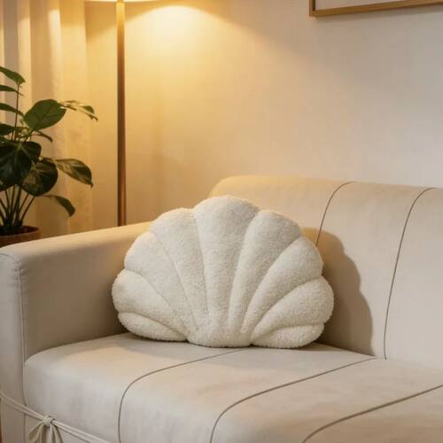 4 Colors Shell Shaped Plush Pillow - Adorable Fluffy Throw C