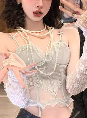 洛丽塔袖套蕾丝薄连指手套女夏季