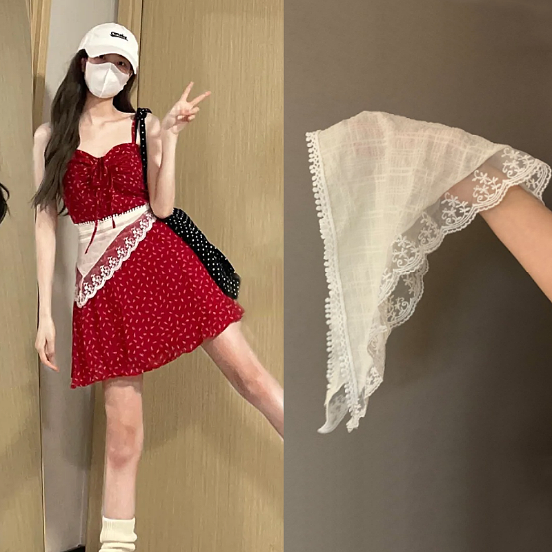 连衣裙腰间配饰蕾丝女三角巾腰带