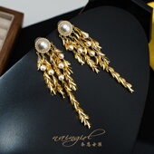 naingirl925银针高级感麦穗珍珠流苏耳环女气质小众精致耳饰E3072