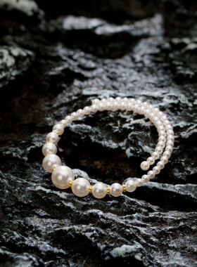 naingirl2025新款复古小香风仿珍珠活开口手镯S8817