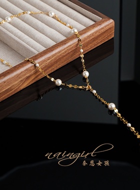 naingirl时尚珍珠项链女金色链条高级感手链项链一款两带X3020