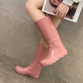 时尚 防雨水耐磨雨靴 加绒胶鞋 雨鞋 女防滑舒适高筒水靴厨房中筒水鞋