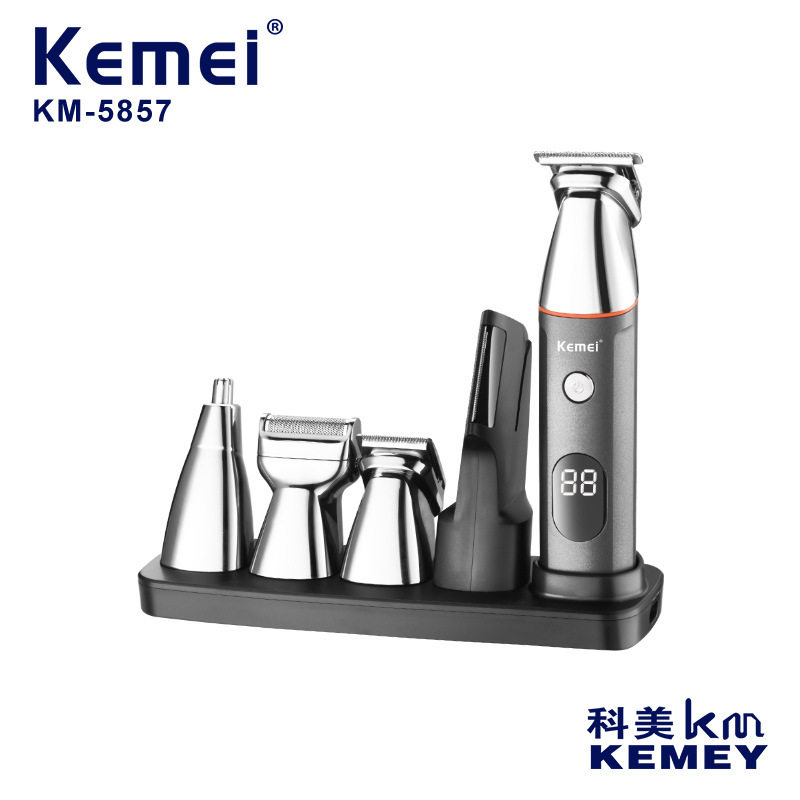 科美KM-5857理发器多功能电动剃头5合1剃须刀剃毛电推剪套装