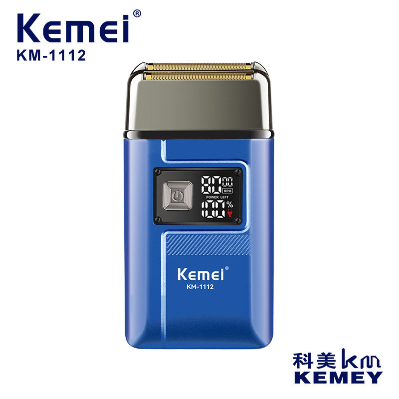 新款km-1112科美剃须刀电动超干净男士可剃光头充电款刮胡刀