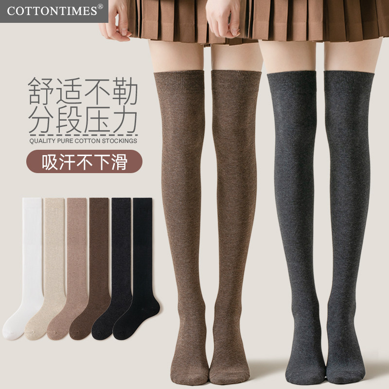黑色过膝袜子女春秋款棉袜jk高筒护膝盖秋冬季压力瘦腿防滑长筒袜