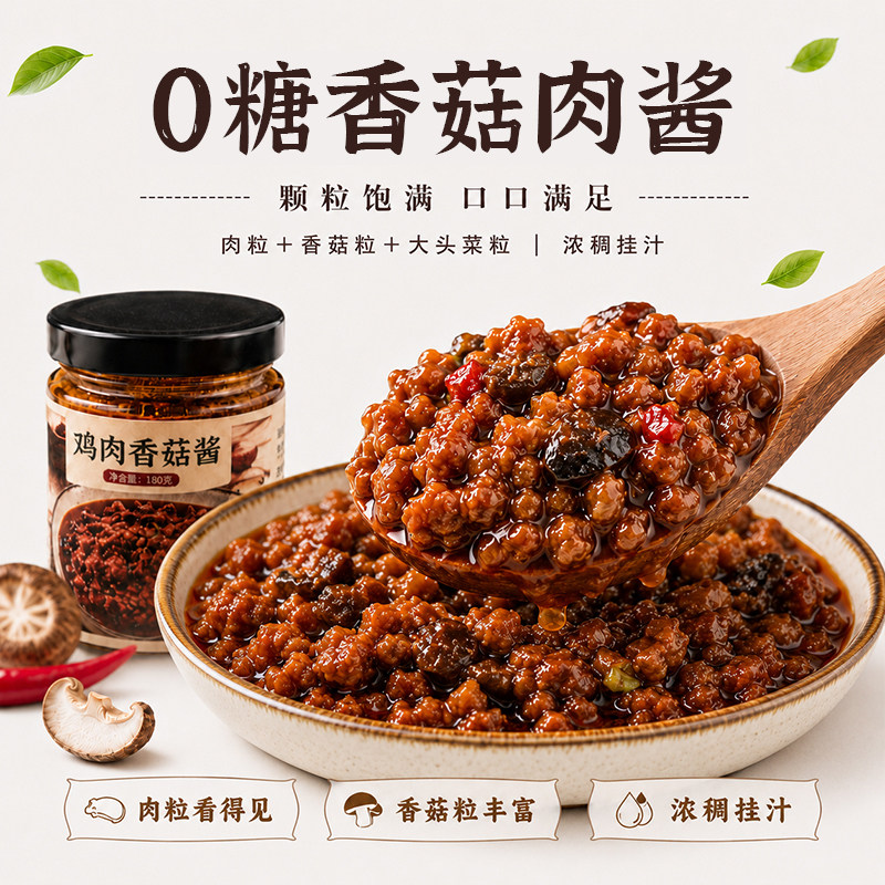 糖学友0糖香菇肉酱拌面酱拌饭酱鸡肉酱猪肉酱微辣椒酱生酮轻碳水