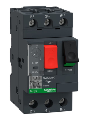施耐德电气 电动机断路器按钮控制,整定电流9-14A  GV2ME16C