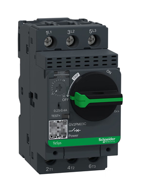 施耐德电气 电动机断路器旋钮控制,整定电流0.25-0.4A,GV2PM03C