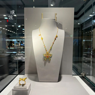 金店同款沙金脉脉花蝶吊坠黄金项链甜美时尚气质百搭送女友礼物