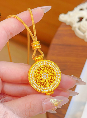 金店同款沙金点钻嘎乌盒六字真言千手观音吊坠本命佛可打开送女友