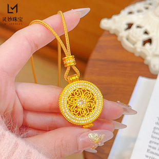 金店同款沙金点钻嘎乌盒六字真言千手观音吊坠本命佛可打开送女友