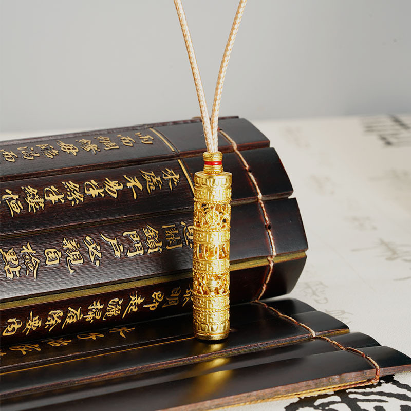 越南沙金镂空菩萨项链可开合吉祥中国风久不掉色黄金饰品首饰