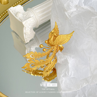 女款越南沙金古法大凤凰戒指新娘婚庆个性凤凰活口可调节戒指